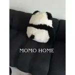 MOMO HOME家居小紅書真羊毛可愛熊貓飄窗坐墊皮毛一體沙發抱枕INS