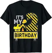 [X.Style] 2 Years Old Boy It's My 2nd Birthday Construction Digger ds055 T-Shirt (S) Black
