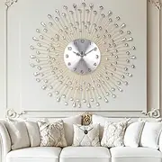 Large Wall Clock Decorative with Dazzling Crystals, Battery Operated Modern Elegance, Metal Wall Clocks for Living Room & Bedroom Decor, Exquisite Kitchen Decoration Clock 20 Inch sm888-50diy