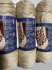 3 skeins of Caron Simply Soft Yarn - Color: Bone - New