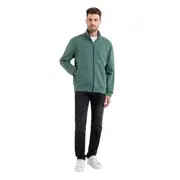 Replay Mens Zip Fleece High Neck Sweatshirt w/ Print Green
