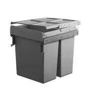 Valet 62L Twin Slide Out Concealed Waste Bin - for a 450mm Cabinet - Side Mounted - Includes Integrated Door Bracket