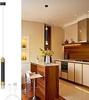 ACMHNC LED Battery Pendant Light, Black Gold Pendant Lamp with Battery, 4500 mAh Battery, Pendant Lamp without Power, Cylinder Pendant Light, Battery Operated for Bedroom, Bedside Table, Dining Table