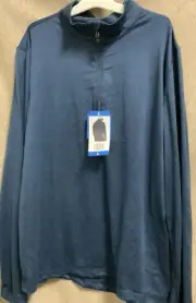 32 Degrees Heat Men's 1/4 Quarter Zip Pullover Shirt BLUE Lightweight LARGE