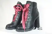 NEW Schutz Zara Lace Up Combat Style Block Heel Booties Leather Booties Size 7.5