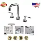 Dual Handle 3 Hole Widespread Bathroom Sink Faucet with Swivel Spout - Brushed