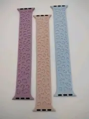3 PC Silicone Solo Loop Strap for Apple Watch Band Pastel Leopard/Cheetah Print