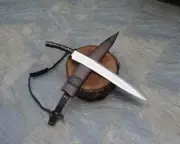 Custom Handmade Carbon Steel Blade Engraved Machete - Full Tang - Hunting Sword