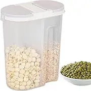 Container for Cereal | Double-Grid Grains Storage Box with Easy Pouring Lid | Cereal Storage Containers Transparent Dried Food Container Airtight Food Storage