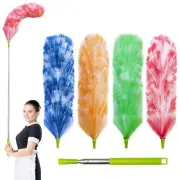 4 pcs 25" to 55" Plastic Microfiber Feather Duster Kit, Extendable Pole, Deta...