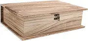 Garneck Wooden Book Storage Box with Hinged Lid Unfinished Wood Keepsake Box Large Capacity Jewelry Trinket Case for Office and Home