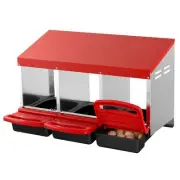 VEVOR 3-Compartment Chicken Nest Box Mental Box with Inclined Nesting Boxes