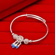 [HEYONA] Women Jewelry 925 Silver Sterling Bracelet Fashion Cuff Bangle Chain Bracelets,Adjustable Cuff Bangle Classical for Women Mom Girlfriend Clothing Accessories Bracelet (Color : Silver)