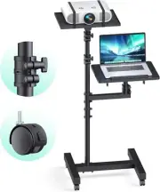 Projector Stand Tripod: 2 Shelves Mobile Laptop Cart Adjustable Height Black