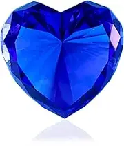 Blue Crystal Diamonds Paper Weights, Heart Shape Real Diamond Glass Gems Paperweight for Decoration, Big Diamonds Home Office Decor Valentine's Day Gift Wedding Favors with Gift Box 80mm