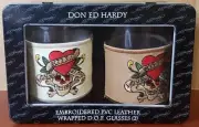 DON ED HARDY 2 SETS EMBROIDERED PVC LEATHER WRAPPED DOF GLASSES