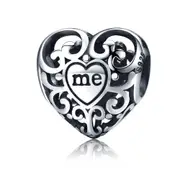 Romantic Silver plating Openwork You & Me Flower Leaf Beads Fit Charm Bracelet & Bangle DIY Jewelry Gift