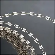 Razor Wire Barbed Wire Razor Ribbon Barbed Wire, Anti-Climbing Spiral Barbed Wire Coils, Outdoor Garden Helical Wire for Both Commercial Residential Use (Color : Silver-45cm/Double Spiral, Size : 70m