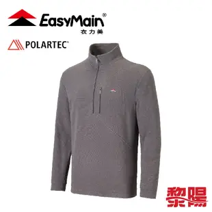 EasyMain衣力美 輕暖排汗刷毛條紋衫 男款(灰)12EMS21075