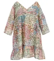 NWT $65 Roller Rabbit Primevere Donna Dress Girls 4 Patchwork Silk Cottagecore
