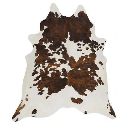 COW HIDE SKIN NATURAL TRI COLOUR PREMIUM FLOOR RUG (Size - XL) **FREE DELIVERY**