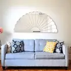 Art Deco Fan Shaped Acrylci Mirrors with White Backing & Hooks