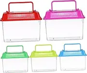 Toddmomy 5Pcs Portable Aquarium for Turtles Fish Mixed Color Plastic Feeding Tank Lightweight Reptile Holder Easy Clean Breeding Case Pet Habitat