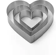 Heart Cake Mold Ring Set-4/6/8 Inch Large Heart Cookie Cutter Pancake Mold Stainless Steel
