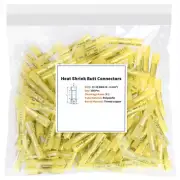 100Pcs Heat Shrink Butt Tube Splice Connectors 12-10 Gauge YELLOW Wire Terminals