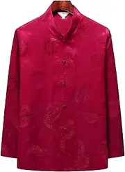 [ZIRIA] Chinese Dragon Retro Tang Suit Kung Fu Tai Chi Clothes Men's Hanfu Fu Cheongsam with Pocket Shirt Bottoming Shirt
