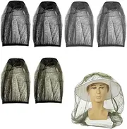 Pack of 6 Black Mosquito Repellent Covers, Insect Protection, Mosquito Net Head, Mosquito Cap, Head Net for Face, Neck and Face for Beekeeping, Outdoor, Fishing, Camping, Suitable for Outdoors,