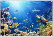Swepuck 7x5ft Under The Sea Photography Backdrop Ocean Underwater World Background Aquarium Coral Baby Shower Decorations Birthday Party Photo Banner