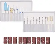 Labymos Assorted Nail Drill Bits Set Pedi & Mani Drill Bits Kit Replacement Drill Bits with 10 Sanding Paper Rings for Electric Nail Drill