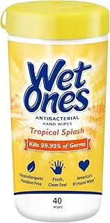 Wet Ones Moist Towelette, Antibacterial, Citrus, Canister, 40 Count