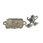 Dollhouse Miniature 1:12 Silver Tea Set