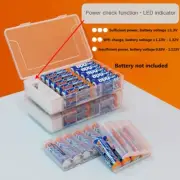 AAA AA Battery Organizer with Power Tester Case Box Large Capacity LED Indicator