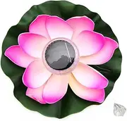 Solar Powered LED Light Floating Lotus Flower Lamp Waterproof for Pool Pond Garden Outdoor Night Light (Pink)