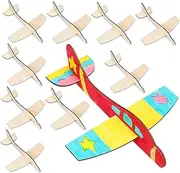 GARIOUANS 20pcs Unfinished Wooden Airplane Models DIY Assemble Craft Kits for Fun Painting for Hand Eye Coordination Creative Learning