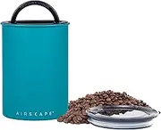 Planetary Design Airscape Stainless Steel Coffee Canister | Food Storage Container | Patented Airtight Lid | Push Out Excess Air and Preserve Freshness (Medium, Matte Turquoise