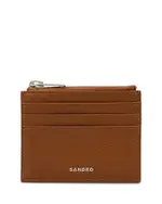 Sandro Grained Leather Zip Card Holder