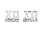 Chi Omega Sorority Rhodium Plated Crystal Post Earrings Jewelry Sister Rush Gift