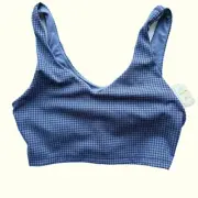 NWT Aerie Offline Recharge Least Support Sports Bra Blue Houndstooth Size Medium