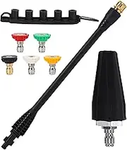 PWACCS Pressure Washer Accessories Kit – 16 Inch Power Washer Replacement Wand with 5 Spray Tips and Turbo Nozzle – Compatible with Ryobi, Portland, Husky Black