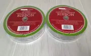 Living Home Christmas silver wire edge 1.5" ribbon glitter dots lot 2 rolls