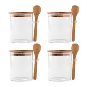 4 Pack Overnight Oats Glass Containers with Lids and Spoons, Glass Jars with Spoons and Lids for Lo