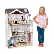 Lil' Jumbl Kids Wooden Dollhouse, with Elevator, Balcony & Stairs, Accessorie...