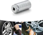 QODOLSI Pack-1 3/8In Car Oil Pressure Switch Socket Sleeve for 1 1/16In, Hexagonal Metal Vehicle Oil Pressure Sending Socket, Universal Anti-Theft Durable Automotive Key for Truck SUV Car (Silver)