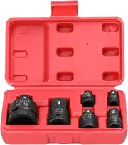 6Pcs Impact Adapter Reducer Set Socket Convertor Adapter 1/4inch 3/8inch 1/2inch 3/4inch for Impact Driver Conversions with Storage Box Black One Size