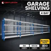 4-BAY 400kg 6.0m GARAGE WAREHOUSE TOOL STORAGE SHELVING STEEL RACKING SHELVES