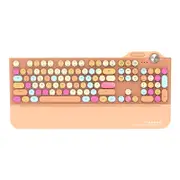 Catzon Retro Three Mode Mechanical Keyboard with Palm Rest LED Backlit-Orange